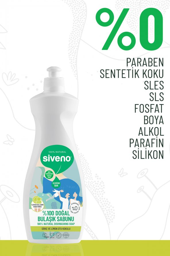 Siveno %100 Doğal Bulaşık Sabunu Bitkisel Elde Bulaşık Sabunu Nemlendirici Vegan 500 ml - 2