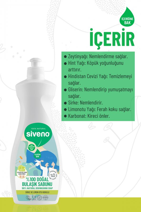 Siveno %100 Doğal Bulaşık Sabunu Bitkisel Elde Bulaşık Sabunu Nemlendirici Vegan 500 ml - 5