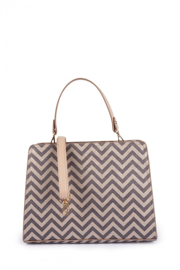 Elanor El ve Omuz Çantası Açık Altın Zikzak - 3