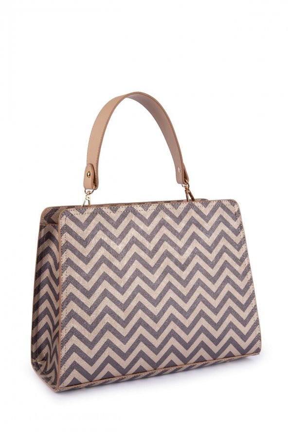 Elanor El ve Omuz Çantası Açık Altın Zikzak - 4