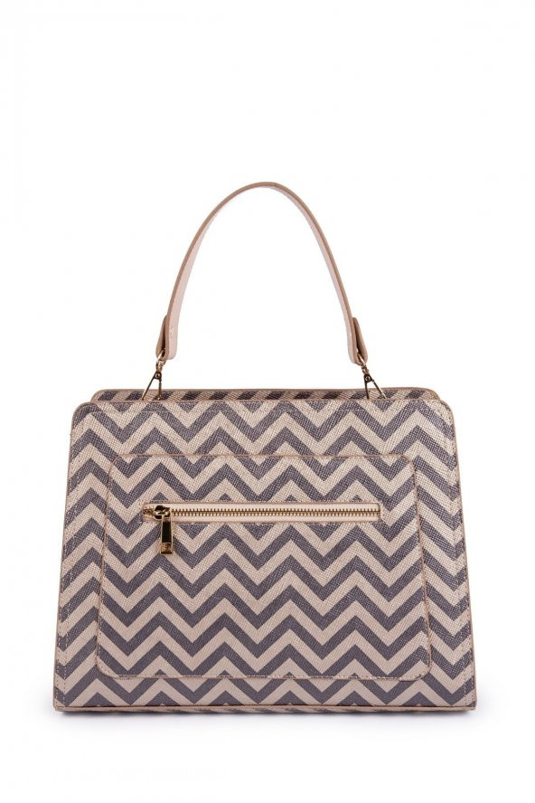 Elanor El ve Omuz Çantası Açık Altın Zikzak