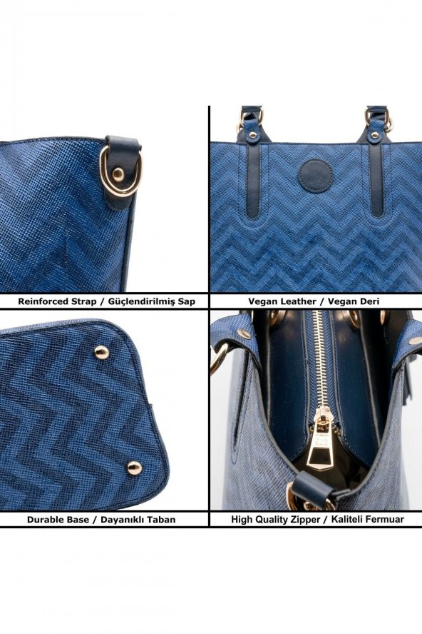 Emma El ve Omuz Çantası Lacivert Zikzak 181301 - 4