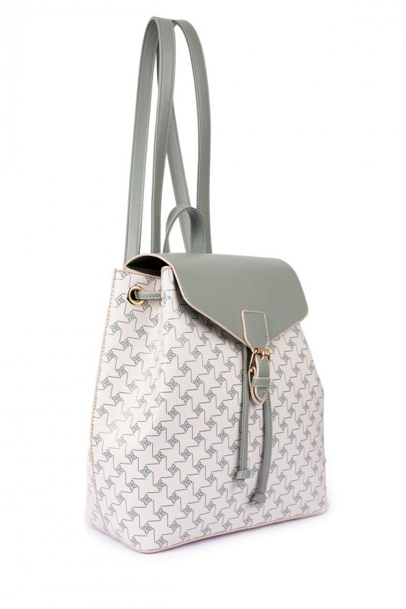 Linda Büzgülü Sırt Çantası Açık Gri Baskılı - 2