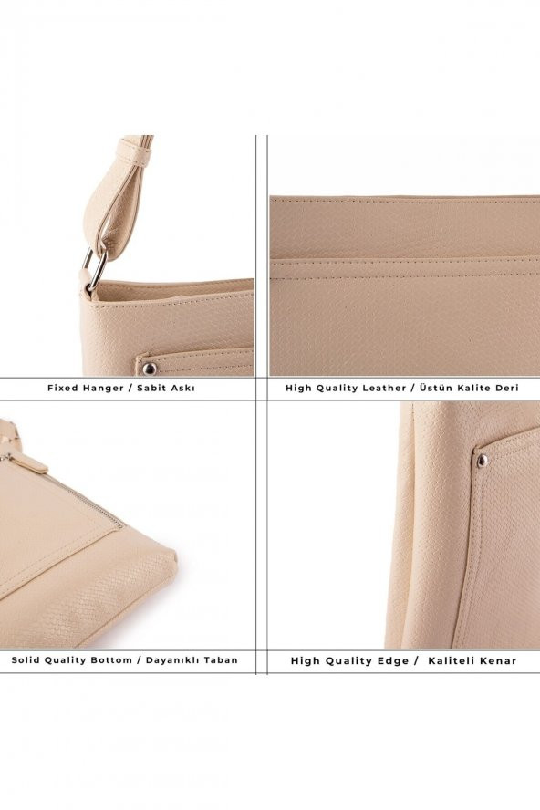 Sanja Çapraz ve Omuz Çantası Krem Yılan - 4