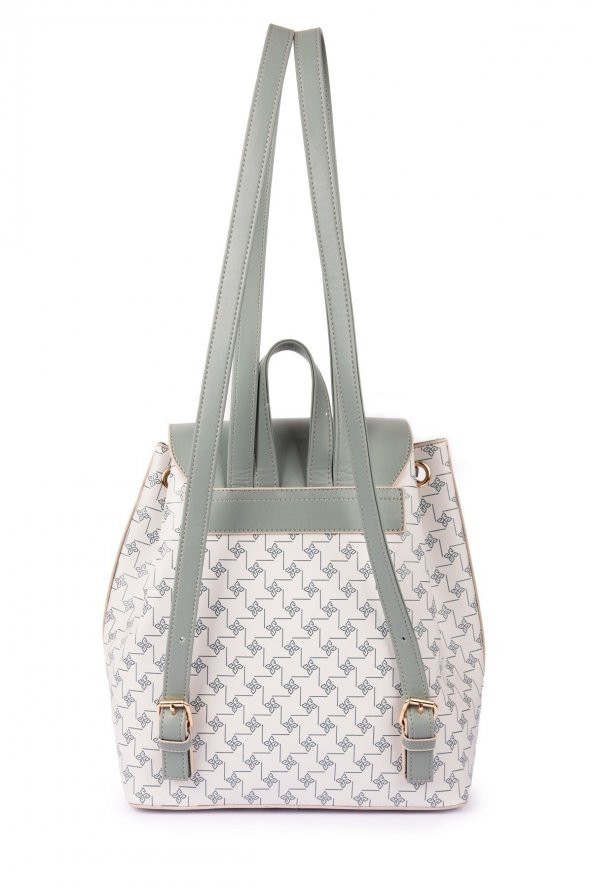 Linda Büzgülü Sırt Çantası Açık Gri Baskılı - 3