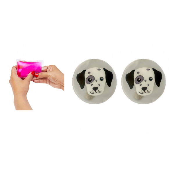 KÖPEKLİ CEP SOBASI,EL ISITICI,2 ADET SICAK SU TORBASI PVC  9cm - 2