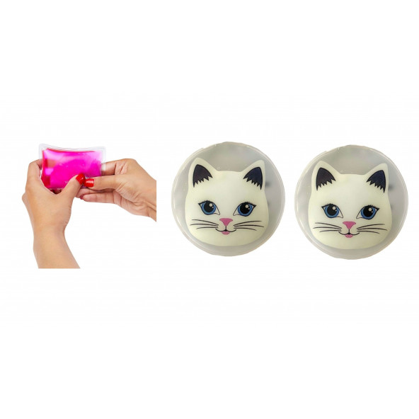 KEDİLİ CEP SOBASI,EL ISITICI,2 ADET SICAK SU TORBASI PVC  9cm - 2