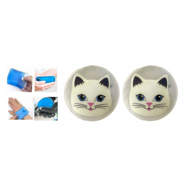 KEDİLİ CEP SOBASI,EL ISITICI,2 ADET SICAK SU TORBASI PVC  9cm - 8