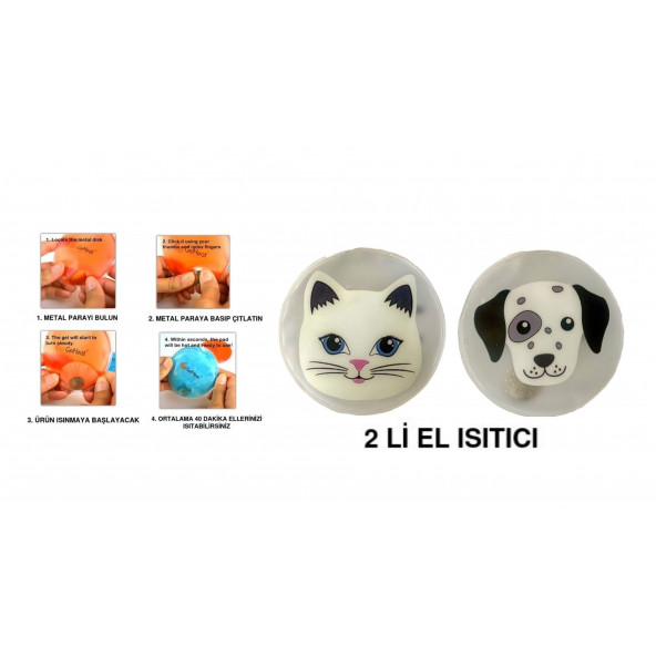 KEDİ VE KÖPEKLİ CEP SOBASI,EL ISITICI,2 ADET SICAK SU TORBASI PVC  9cm