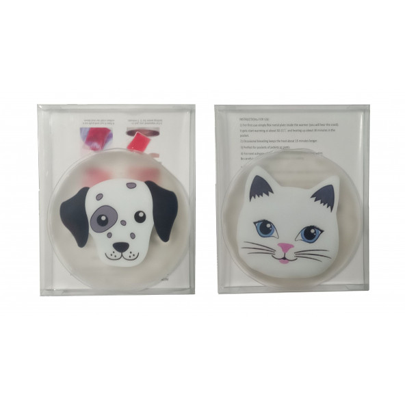KEDİ VE KÖPEKLİ CEP SOBASI,EL ISITICI,2 ADET SICAK SU TORBASI PVC  9cm - 4