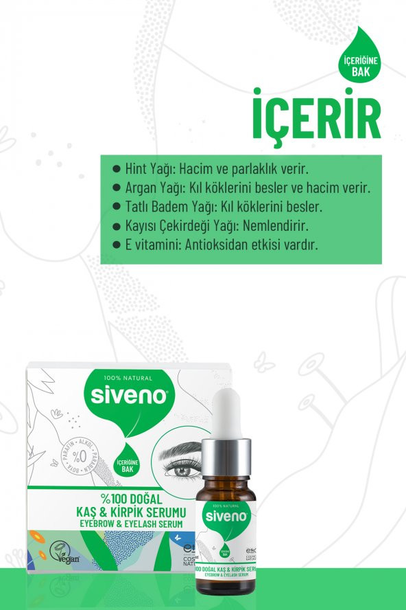 Siveno %100 Doğal Kaş Ve Kirpik Serumu Bitkisel Yoğunlaştırıcı Canlandırıcı Yoğun Bakım Yağı Vegan 10 ml - 3