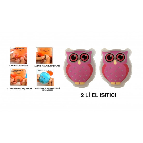 PEMBE BAYKUŞ CEP SOBASI,EL ISITICI,2 ADET SICAK SU TORBASI PVC  9cm