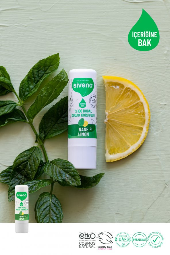 Siveno %100 Doğal Dudak Koruyucu Nane & Limon Bitkisel Lipbalm Krem Nemlendirici Parlatıcı Onarıcı 6 G - 7