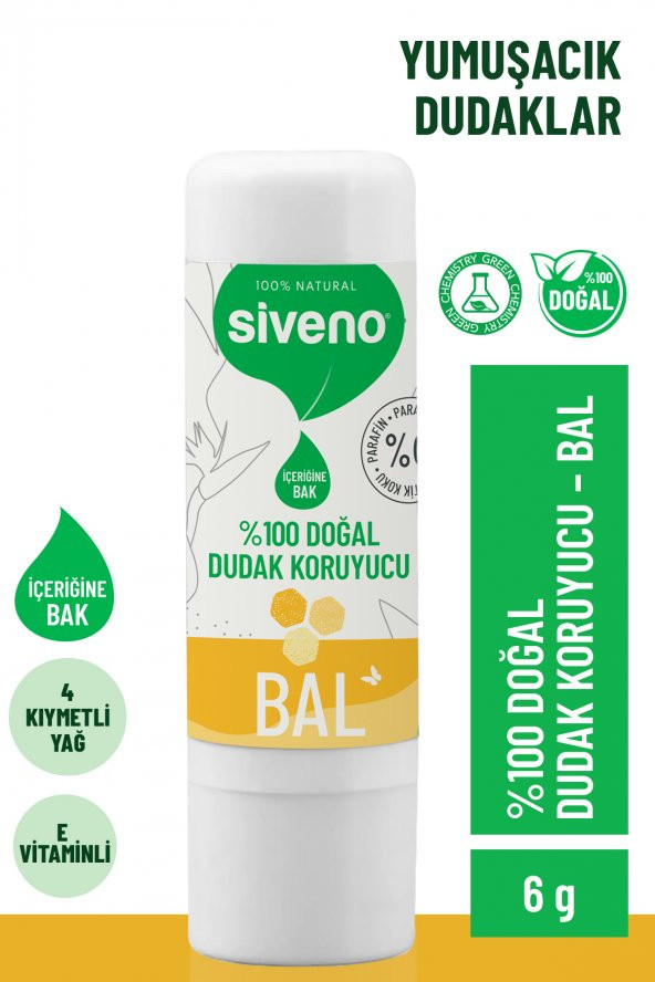 Siveno %100 Doğal Dudak Koruyucu Bal Bitkisel Lipbalm Dudak Kremi Nemlendirici Parlatıcı Onarıcı 6 G - 3