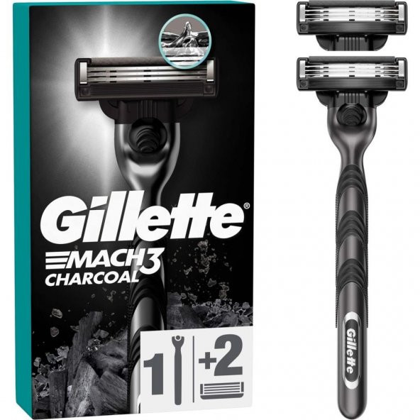 Gillette Mach3 Charcoal 2 Yedekli Tıraş Makinesi