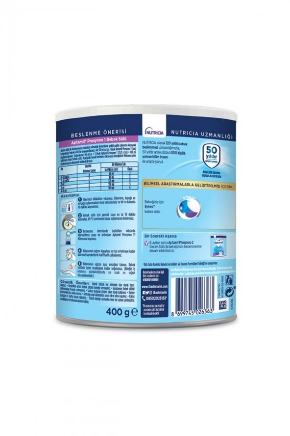Prosyneo 1 Numara Bebek Sütü 400gr 4lü Paket - Resim 4