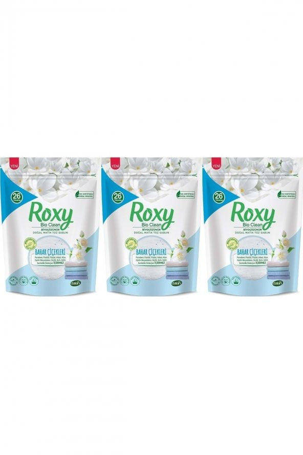 Roxy Bio Clean Matik Sabun Tozu 800gr Bahar Çiçekleri (3 Lü Set) (78 Yıkama)