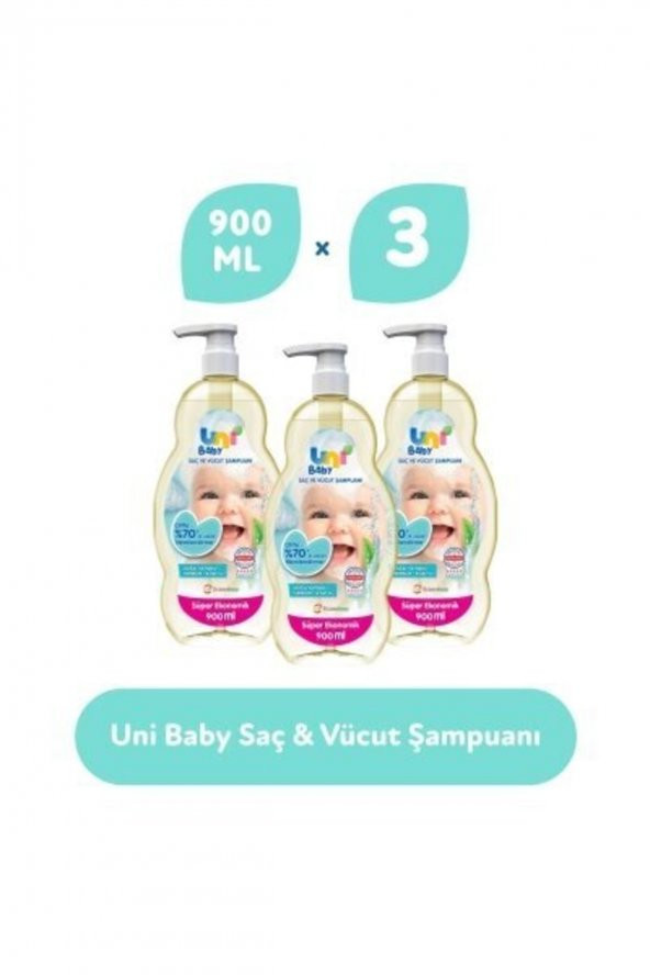 Uni Baby Saç Ve Vücut Şampuan 900 Ml 3lü