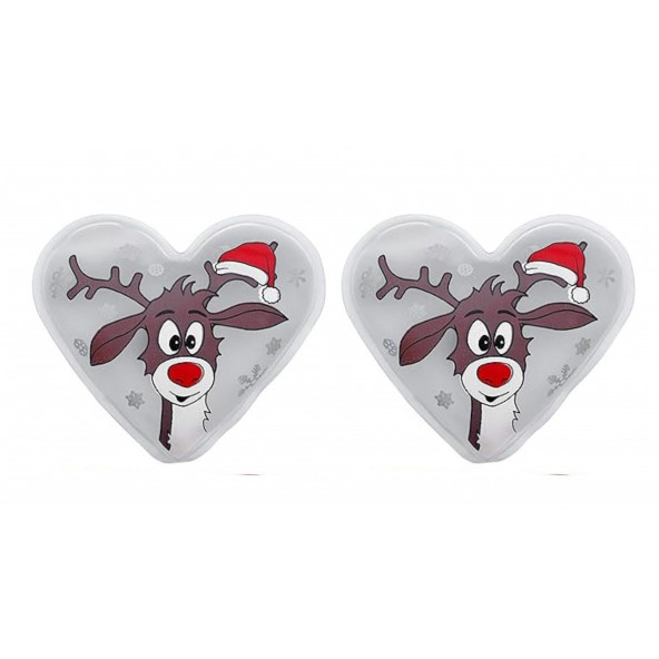 KALPLİ GEYİKLİ CEP SOBASI,EL ISITICI,2 ADET SICAK SU TORBASI PVC BEYAZ 9cm - Resim 3