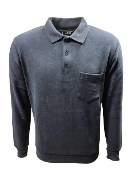 Rey Polo R01259 Erkek Basic Cepli Selanik Polo Yaka Sweatshirt - Resim 3