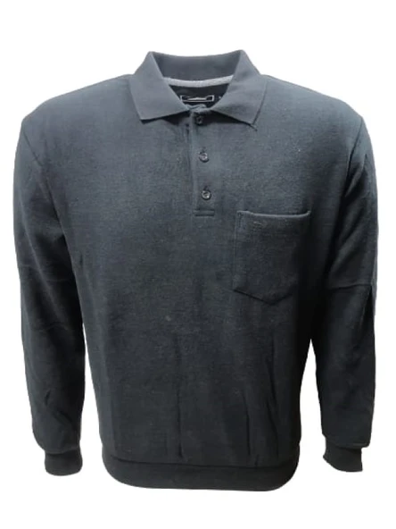 Rey Polo R01259 Erkek Basic Cepli Selanik Polo Yaka Sweatshirt