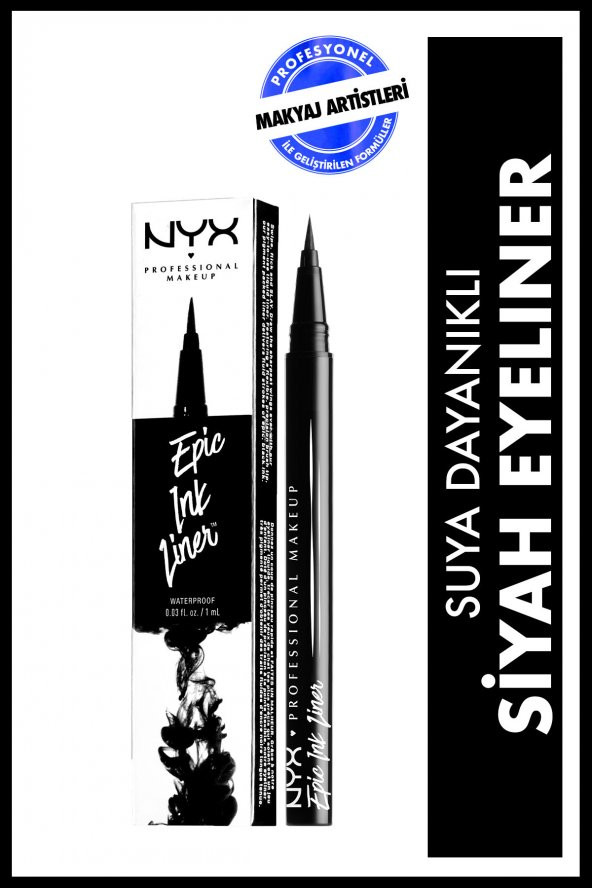 NYX Professional Makeup Siyah Eyeliner - Epic Ink Liner Black 800897085605