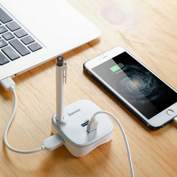 Baseus Dock Hub Kalem Şarjlı 2xUSB3.0 125MB/sn RJ45 TF-SD Girişli Masaüstü Dock Adaptör - 3