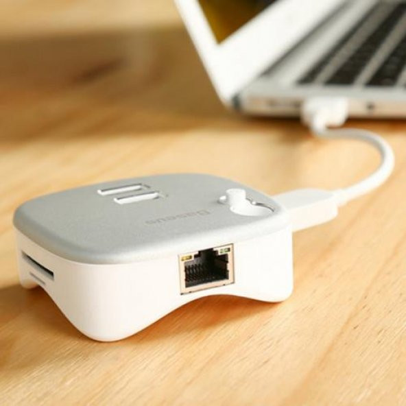 Baseus Dock Hub Kalem Şarjlı 2xUSB3.0 125MB/sn RJ45 TF-SD Girişli Masaüstü Dock Adaptör - 4