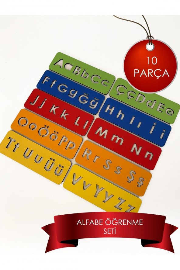 Çocuk Montessori - Alfabe Öğrenme Seti - 5 Renkli El Kası Geliştirme 10 Parça