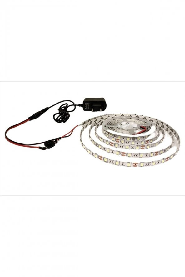 Mutfak Tezgah Üstü Için 5 m Beyaz Şerit Led12v Adaptör Tak Çalıştır Aç Kapa Anahtar