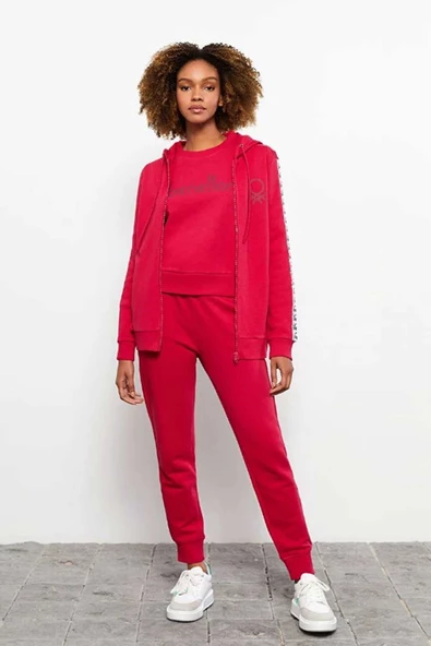 BENETTON KADIN BN SMU_KAPŞONLU FERMUARLI SWEATSHİRT 122A3J68D500F - 2