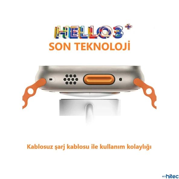 ScHitec Hello 3 Watch Ultra Amoled Ekran Android İos HarmonyOs Uyumlu Akıllı Saat Turuncu - 5