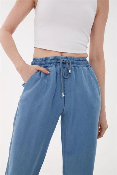 FASHION FRIENDS KADIN BELİ BAĞLAMALI DENİM PANTOLON 23Y-PNT0657K1 - 4