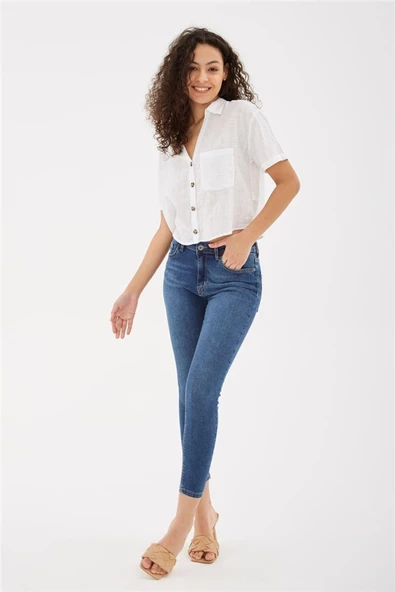 FASHION FRIENDS KADIN DENİM PANTOLON 23Y-PNT0565K1 - 6