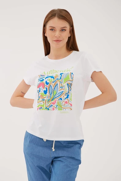FASHION FRIENDS KADIN BASKILI T-SHİRT 23Y-TST0271K1
