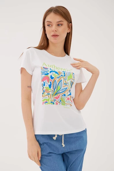 FASHION FRIENDS KADIN BASKILI T-SHİRT 23Y-TST0271K1 - 4