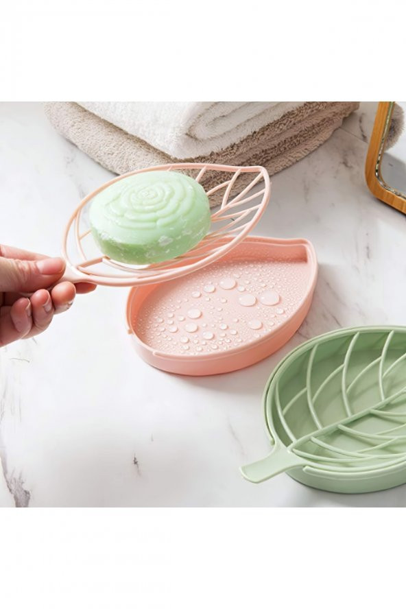 Yaprak Tasarımlı Su Tutma Hazneli Sabunluk Dekoratif Izgaralı Sabunluk - 4