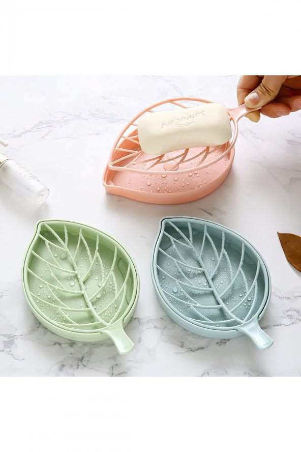 Yaprak Tasarımlı Su Tutma Hazneli Sabunluk Dekoratif Izgaralı Sabunluk - 5