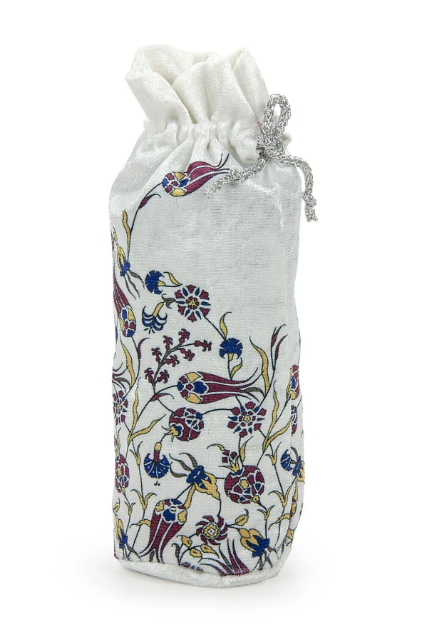 İpek Dokulu Taşıma Çantalı Lale İşlemeli Seccade - Kırmızı - Resim 3