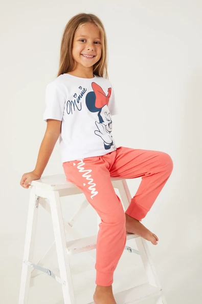 MİNNİE MOUSE KIZ ÇOCUK KISA KOL PİJAMA TAKIM D4781-G - 4