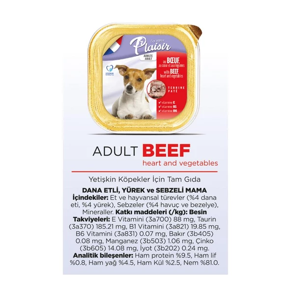 Plaisir Pate 150Gr Sığır Etli Yetişkin 12Adet Yaş Köpek Maması - 3