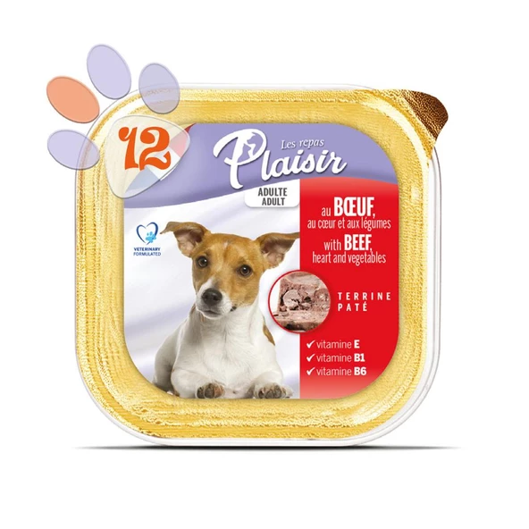 Plaisir Pate 150Gr Sığır Etli Yetişkin 12Adet Yaş Köpek Maması - 2