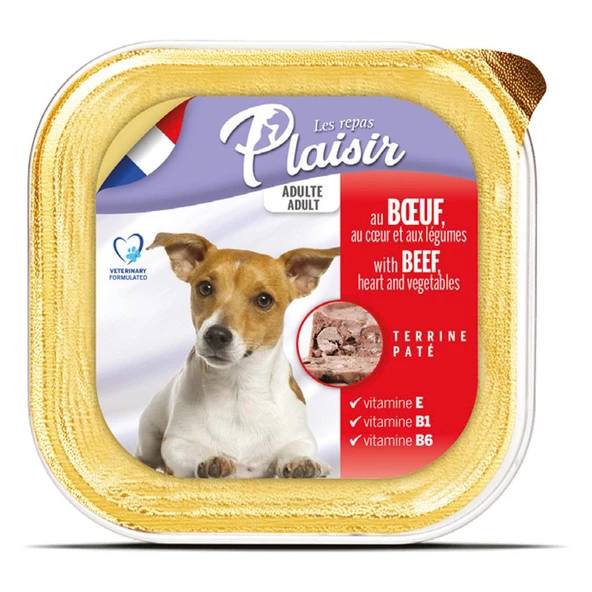Plaisir Pate 150Gr Sığır Etli Yetişkin 4Adet Yaş Köpek Maması