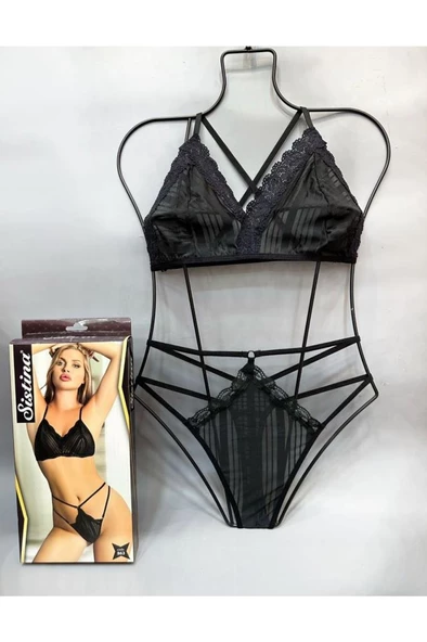 Sistina Bayan Siyah Dantelli Bralet Sütyen Takım B863 - 4