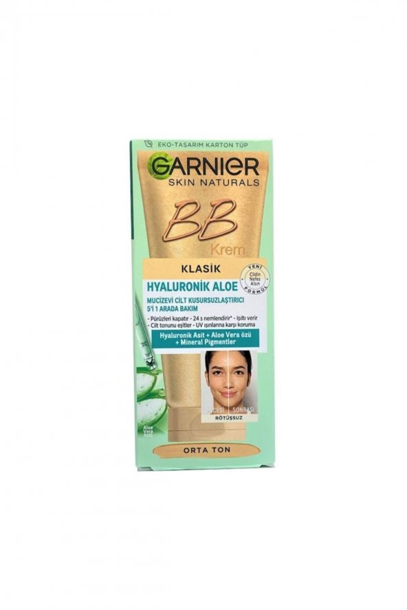 Garnier Hyaluronik Aloe Mucizevi Cilt Kusursuzlaştırıcı 5i 1 Arada Bakım Kremi Orta Ton 50ml
