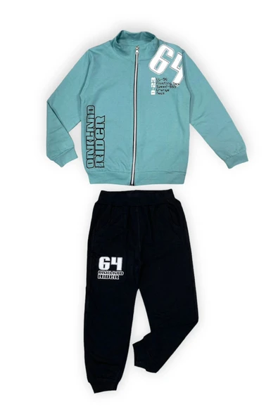 Fermuarlı İkiiplik Çocuk Eşofman Takım MNK0554 - Resim 5