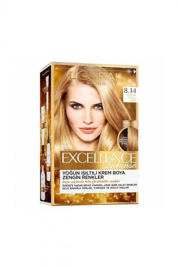 LOreal Paris Excellence Intense 8.34 Zengin Sıcak Sarı Saç Boyası - Resim 2