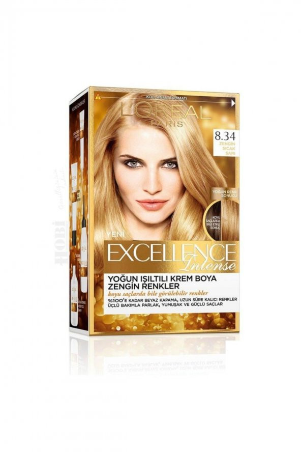 LOreal Paris Excellence Intense 8.34 Zengin Sıcak Sarı Saç Boyası - Resim 4