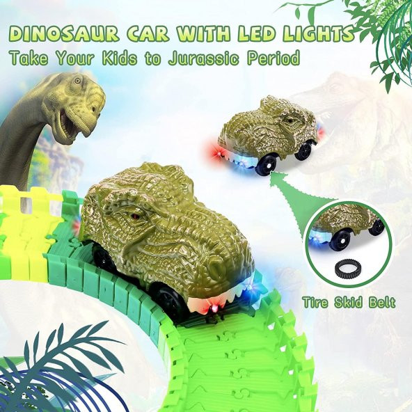 Dinazorlar Dünyası, Dinosour Tracks 96 Parça Esnek Raylı Yarış Pisti - 96 Parça - 3