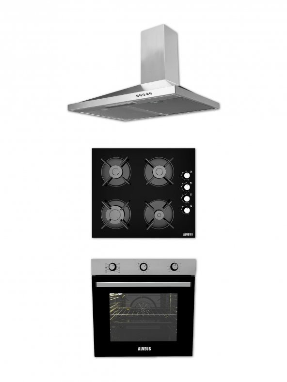 ALVEUS 615 INOX-SİYAH 3'LÜ ANKASTRE SET